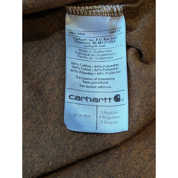 New w/o Tags Carhartt Mens Long Sleeve Heavy Cotton Tee Shirt Small Copper Brown - Picture 5 of 7